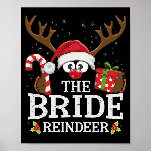 Kerst passend bij de bruid rendier familie poster (Voorkant)