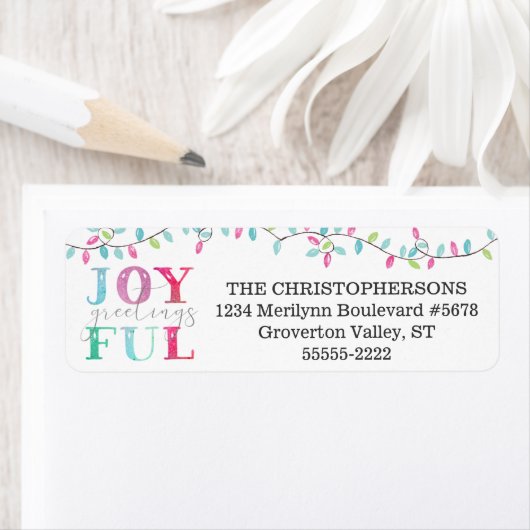 Kerst Pastel JOYFUL GROETINGS String Lights Etiket (Insitu)
