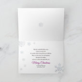 Kerst, Pastor/Familie, Paarse Ornamenten/Sneeuw Kaart (Binnen)