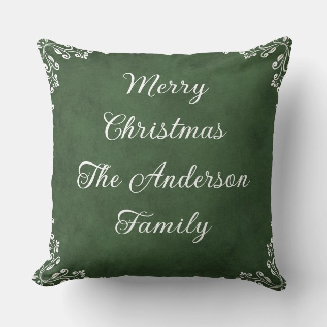 Kerst Patchwork Gepersonaliseerde Familienaam Kussen (Voorkant)