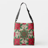 Kerst Patchwork Groene & Rode Bloemen Sneeuwvlok Crossbody Tas (Achterkant)