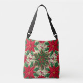 Kerst Patchwork Groene & Rode Bloemen Sneeuwvlok Crossbody Tas (Voorkant)