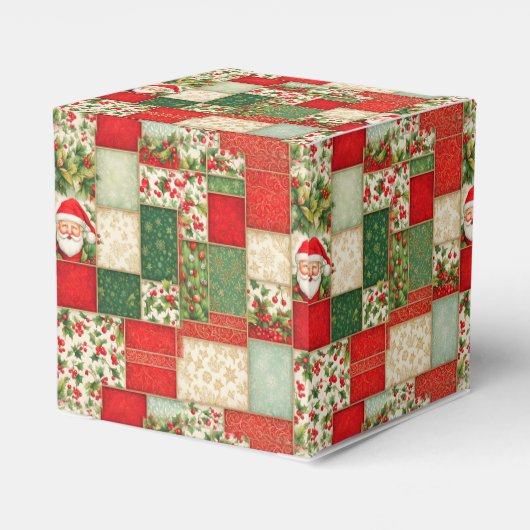 Kerst Patchwork in rood en groen Bedankdoosjes (Achterkant)