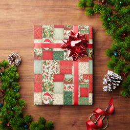 Kerst Patchwork in rood en groen Cadeaupapier