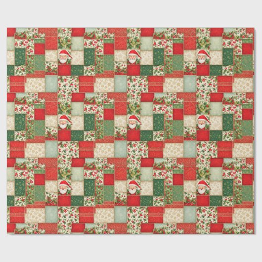 Kerst Patchwork in rood en groen Cadeaupapier (Vlak)