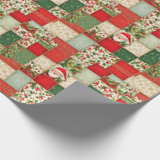 Kerst Patchwork in rood en groen Cadeaupapier (Hoek)