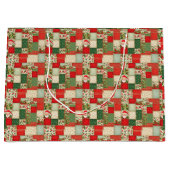 Kerst Patchwork in rood en groen Groot Cadeauzakje (Voorkant)