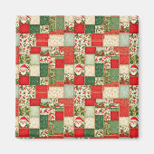 Kerst Patchwork in rood en groen Magneet (Voorkant)