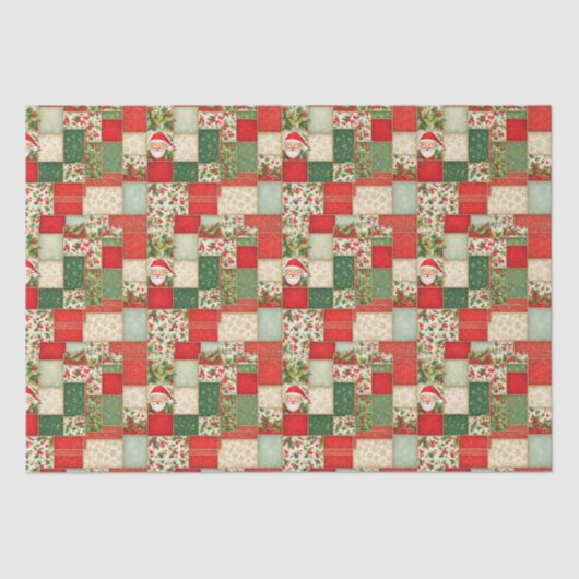 Kerst Patchwork in rood en groen Tissuepapier (Voorkant)
