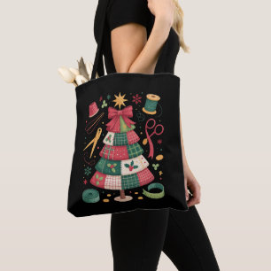 Kerst Patchwork Quilt Boom Naaien Quilter Xmas Tote Bag