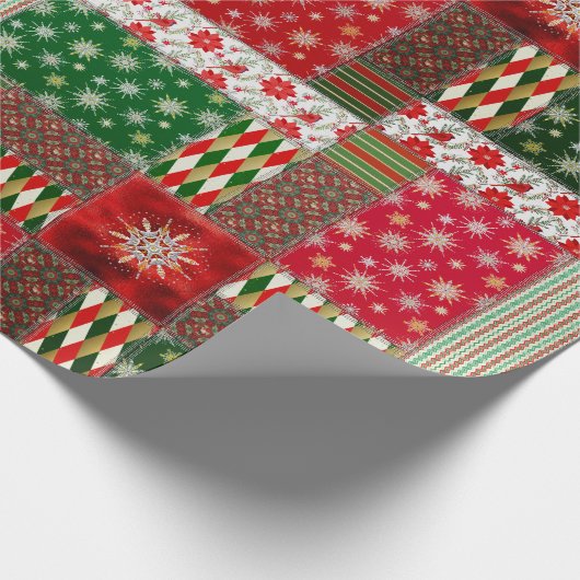 Kerst Patchwork Quilt Cadeaupapier (Hoek)
