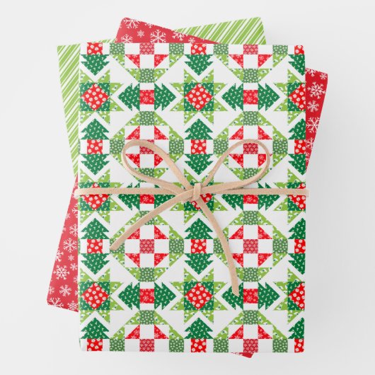 Kerst patchwork quilt inpakpapier set (In situ)