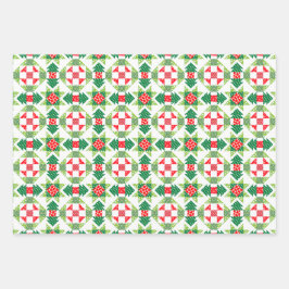 Kerst patchwork quilt inpakpapier set