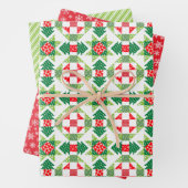 Kerst patchwork quilt inpakpapier set vel (In situ)