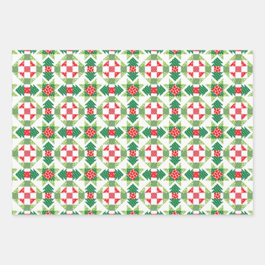 Kerst patchwork quilt inpakpapier set vel (Voorkant)