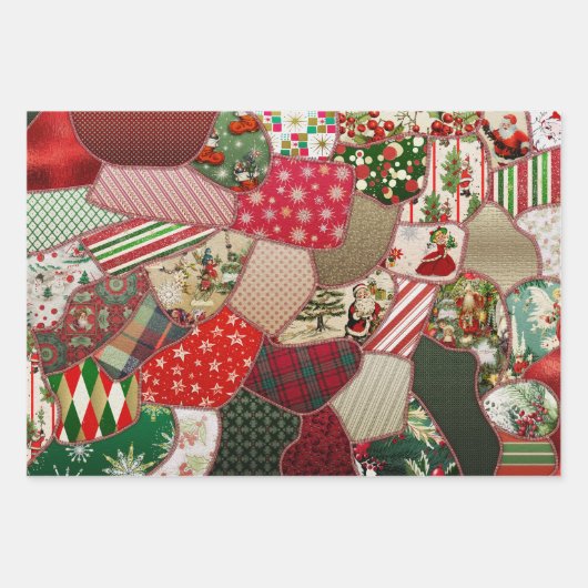 Kerst Patchwork Quilt Inpakpapier Vel (Voorkant 2)