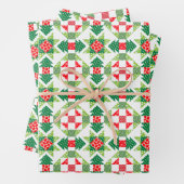 Kerst patchwork quilt inpakpapier vel set (In situ)