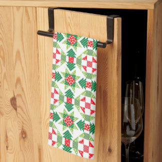 Kerst patchwork quilt keukenhanddoek