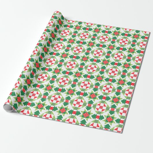 Kerst patchwork quilt roll wrapping papier (Uitgerold)