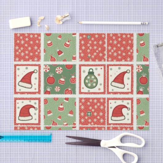 Kerst Patchwork Quilt Tissuepapier (Craft)