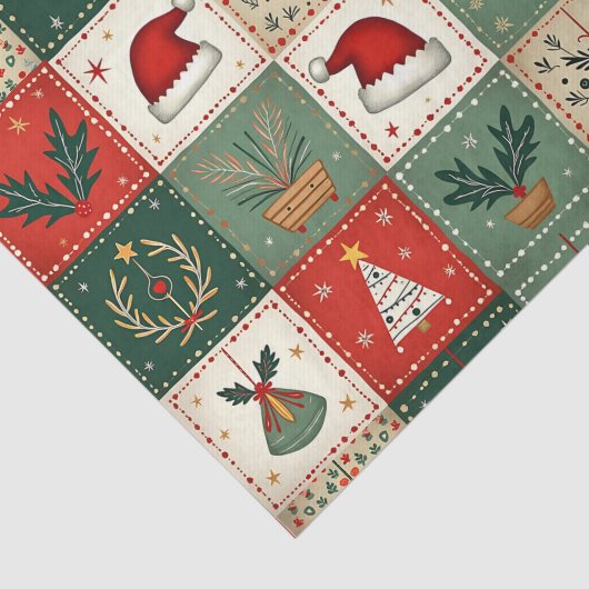 Kerst Patchwork Quilt Tissuepapier (Detail)