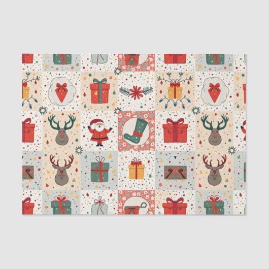 Kerst Patchwork Quilt Tissuepapier (Voorkant)