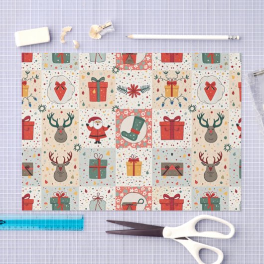 Kerst Patchwork Quilt Tissuepapier (Craft)