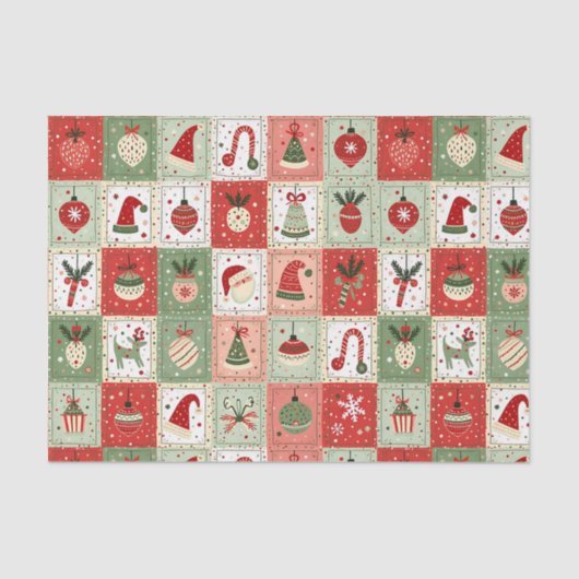 Kerst Patchwork Quilt Tissuepapier (Voorkant)