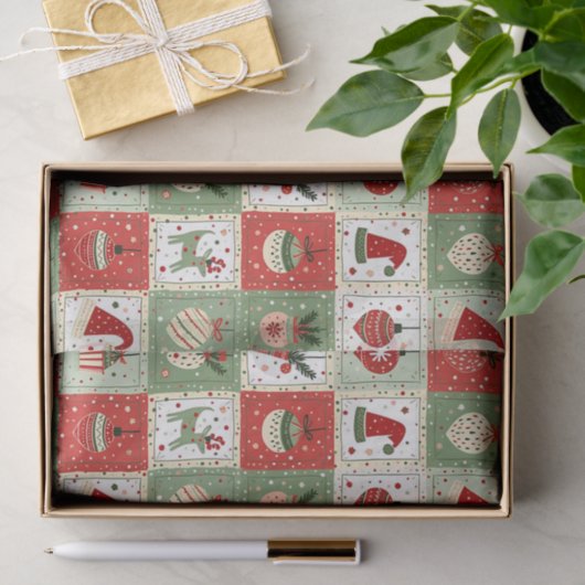 Kerst Patchwork Quilt Tissuepapier (Geschenk)