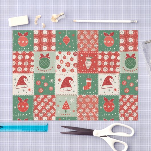 Kerst Patchwork Quilt Tissuepapier (Craft)