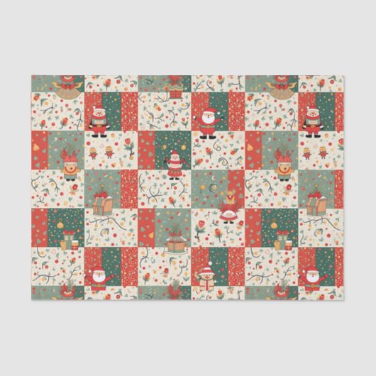 Kerst Patchwork Quilt Tissuepapier (Voorkant)
