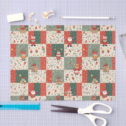 Kerst Patchwork Quilt Tissuepapier (Craft)