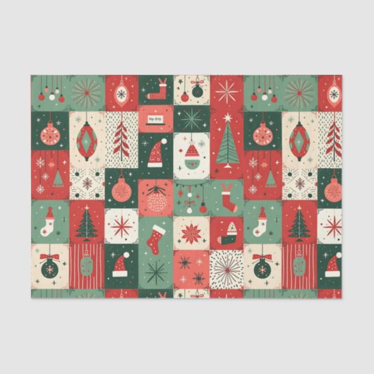Kerst Patchwork Quilt Tissuepapier (Voorkant)