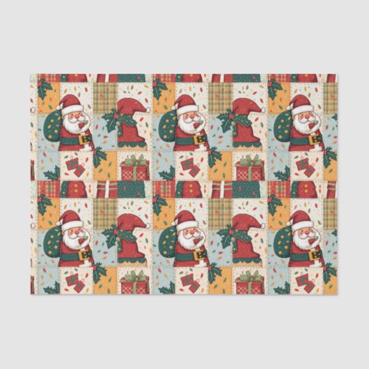 Kerst Patchwork Quilt Tissuepapier (Voorkant)