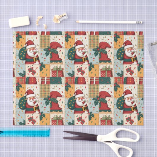 Kerst Patchwork Quilt Tissuepapier (Craft)