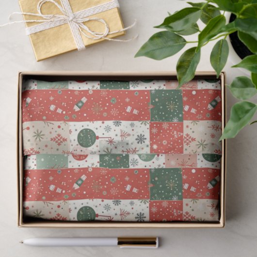 Kerst Patchwork Quilt Tissuepapier (Geschenk)