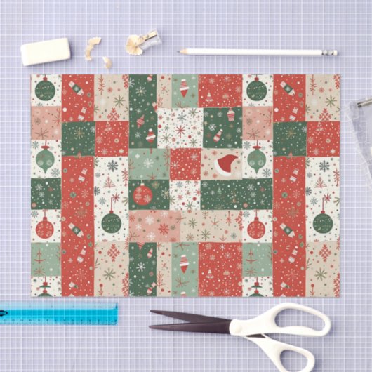 Kerst Patchwork Quilt Tissuepapier (Craft)