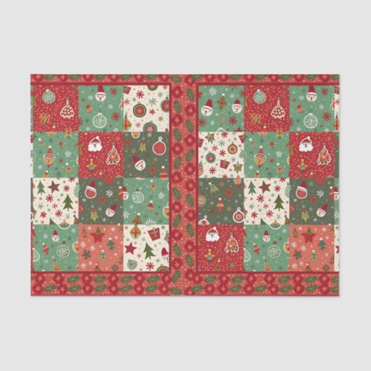 Kerst Patchwork Quilt Tissuepapier (Voorkant)