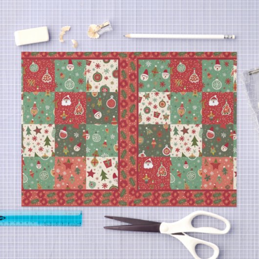 Kerst Patchwork Quilt Tissuepapier (Craft)