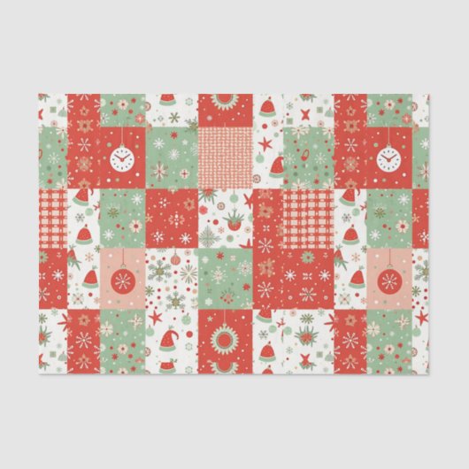 Kerst Patchwork Quilt Tissuepapier (Voorkant)