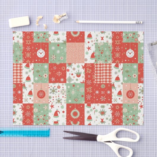 Kerst Patchwork Quilt Tissuepapier (Craft)