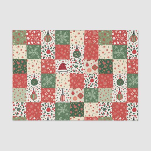 Kerst Patchwork Quilt Tissuepapier (Voorkant)