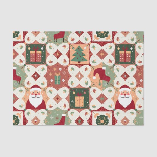 Kerst Patchwork Quilt Tissuepapier (Voorkant)