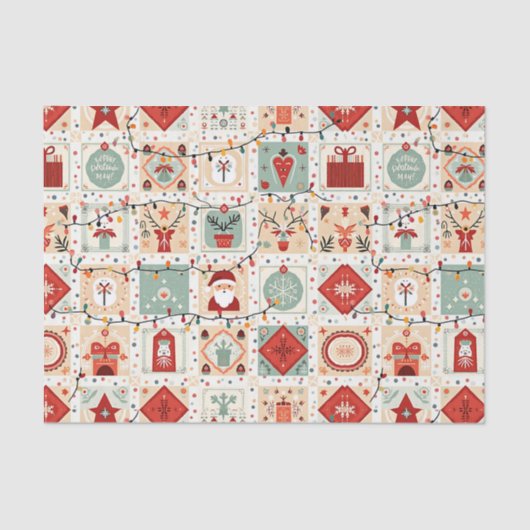Kerst Patchwork Quilt Tissuepapier (Voorkant)