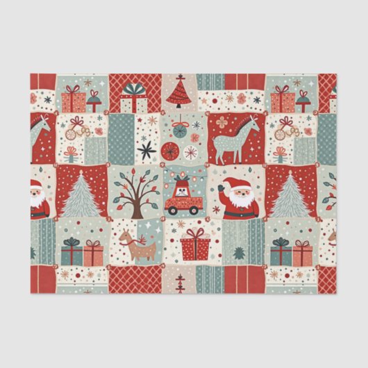 Kerst Patchwork Quilt Tissuepapier (Voorkant)