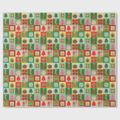 Kerst Patchwork Quiltpatroon Feestelijk Cadeaupapier (Vlak)