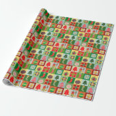 Kerst Patchwork Quiltpatroon Feestelijk Cadeaupapier (Uitgerold)