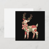Kerst Patchwork Rendier Borduurwerk Dier Feestdagenkaart (Voorkant / Achterkant)