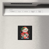Kerst Patchwork Sneeuwman - Gewatteerde Kerstsfeer Magneet (Insitu (Vaatwasser))