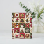Kerst Patchwork Vakantie Charm Wenskaart Feestdagenkaart (Staand voorkant)